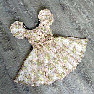 J.ING Marie Antoinette Mini Dress Puff Sleeve Romantic Garden Party Kawaii Fairy